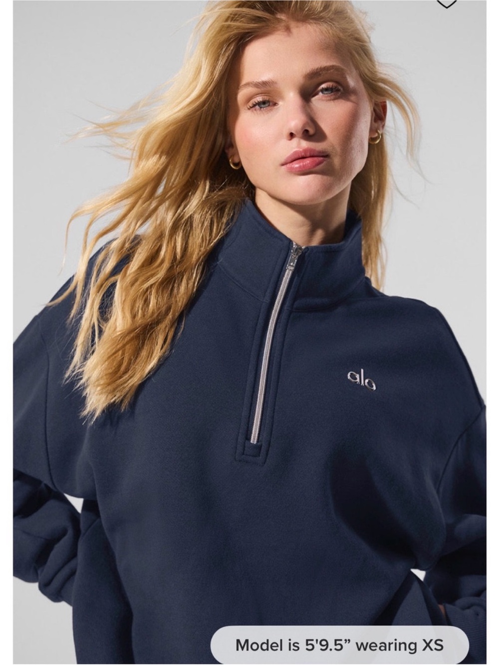 ALO Yoga Navy Half-Zip Pullover with Contrast Zip